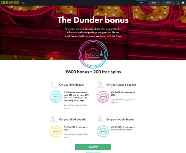 Dunder Casino Bonus Vorschau