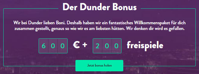 Dunder Willkommensbonus