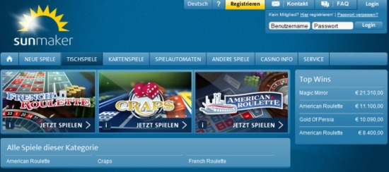 Online Casino - Sunmaker